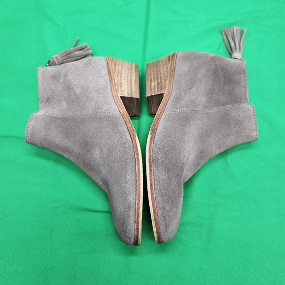 Joules Womens Size 6 Gray Grey Back Zip Tassel Ankle Suede Leather Boots Booties - Picture 10 of 13